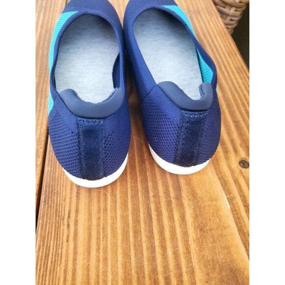 Clarks Womens Navy Teal Knit Flats Size 8 Cloudsteppers Shoes - Picture 3 of 9